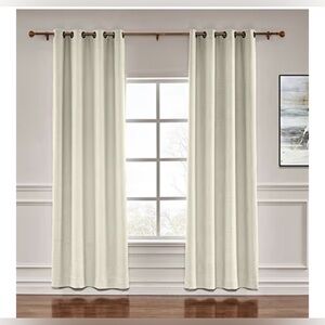 NEW 2 Panels Room Darkening Grommet Linen Blend Curtains Lining Drapes 62Wx72L